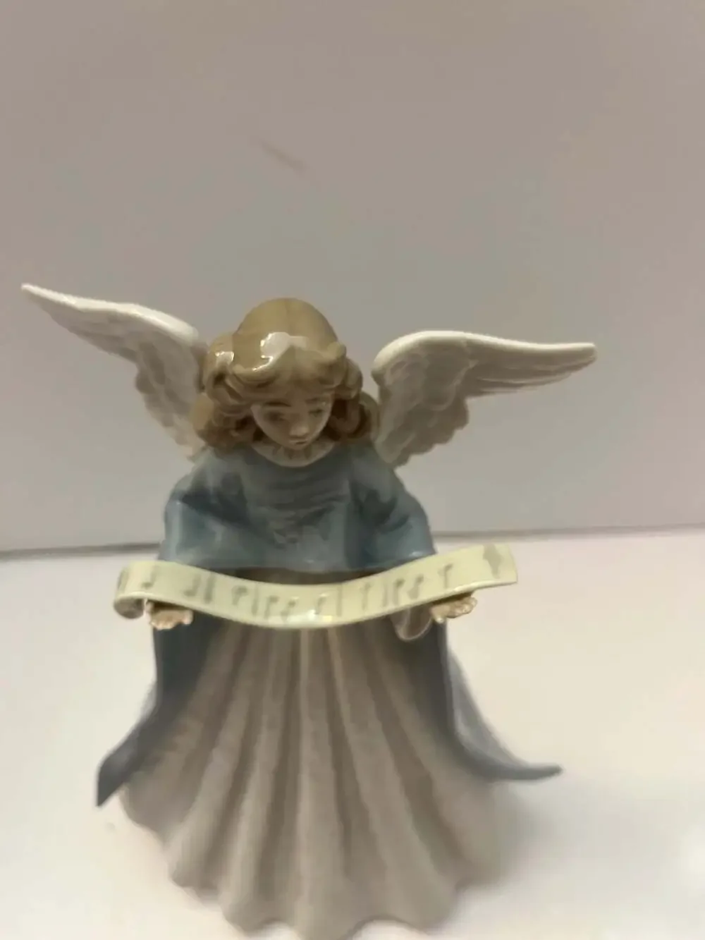 Vintage Lladro Porcelain Angel Tree Topper 7 1/2” Tall